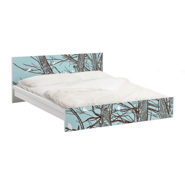 Okleina meblowa IKEA - Malm łóżko 140x200cm - Drzewa zimowe