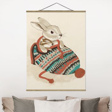 Plakat z wieszakiem - Ilustracja przedstawiająca króliczka w czapce