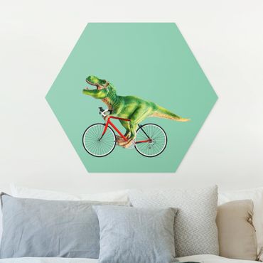 Obraz heksagonalny z Forex - Dinozaur z rowerem