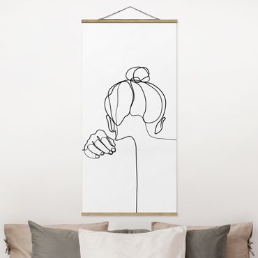 Plakat z wieszakiem - Line Art Kobieta na szyi czarno-biały