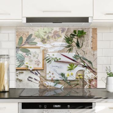 Panel szklany do kuchni - Kwiaty i zioła ogrodowe Vintage