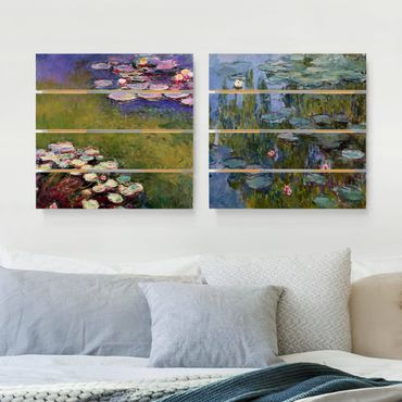 Obraz z drewna 2-częściowy - Claude Monet - Zestaw lilii wodnych