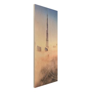 Obraz z drewna - Niebiańska panorama Dubaju