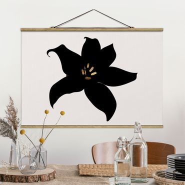 Plakat z wieszakiem - Graficzny świat roślin - Orchidea czarno-złota
