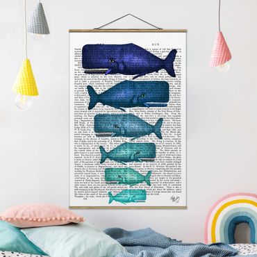 Plakat z wieszakiem - Czytanie o zwierzętach - Rodzina wielorybów