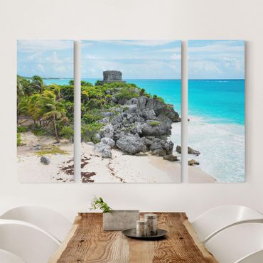 Obraz na płótnie 3-częściowy - Wybrzeże Karaibskie Ruiny Tulum