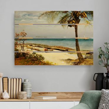 Obraz z drewna - Albert Bierstadt - Wybrzeże w tropikach
