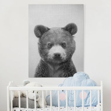 Obraz na płótnie - Baby Bear Bruno Black And White - Format pionowy 3:4
