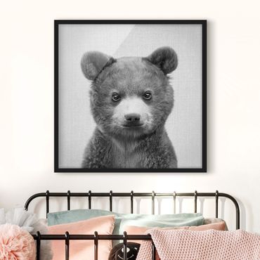 Obraz w ramie - Baby Bear Bruno Black And White