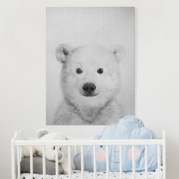 Obraz na płótnie - Baby Polar Bear Emil Black And White - Format pionowy 3:4