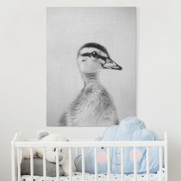 Obraz na płótnie - Baby Duck Eddie Black And White - Format pionowy 3:4