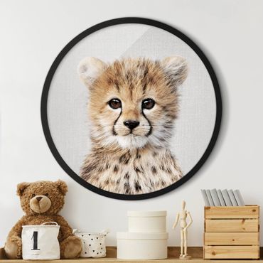 Okrągły obraz z ramką - Mały gepard Gino