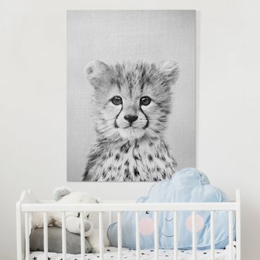Obraz na płótnie - Baby Cheetah Gino Black And White - Format pionowy 3:4