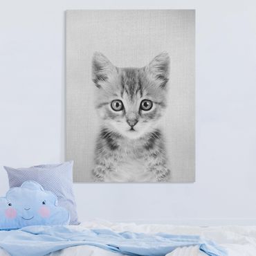 Obraz na płótnie - Baby Cat Killi Black And White - Format pionowy 3:4