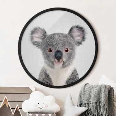 Okrągły obraz z ramką - Mała koala Klara