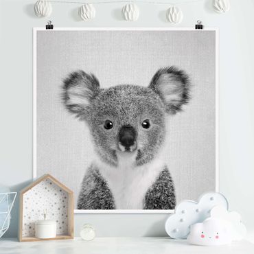 Plakat reprodukcja obrazu - Baby Koala Klara Black And White