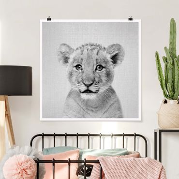 Plakat reprodukcja obrazu - Baby Lion Luca Black And White