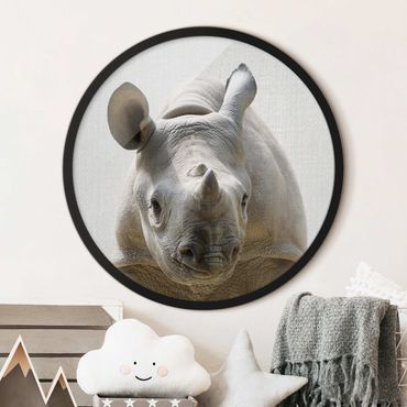 Okrągły obraz z ramką - Mała rhino Nina