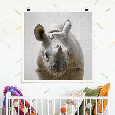 Plakat reprodukcja obrazu - Baby Rhinoceros Nina