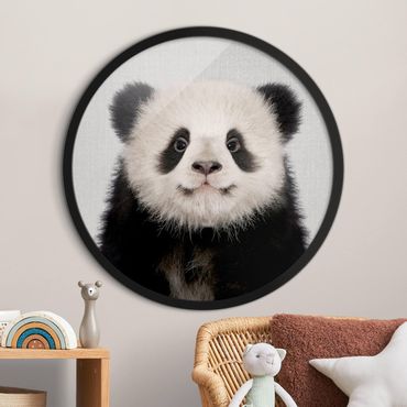 Okrągły obraz z ramką - Mały panda Prian