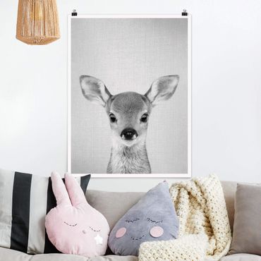 Plakat reprodukcja obrazu - Baby Roe Deer Romy Black And White
