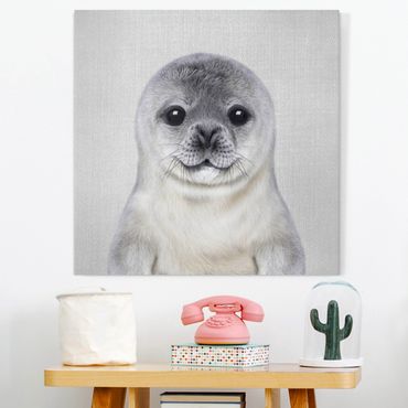 Obraz na płótnie - Baby Seal Ronny - Kwadrat 1:1