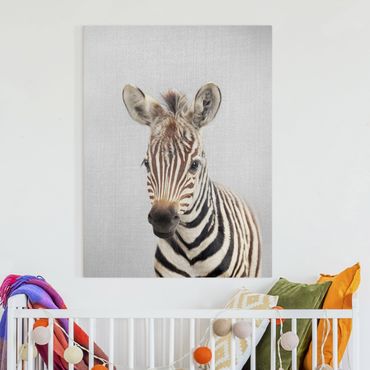 Obraz na płótnie - Baby Zebra Zoey - Format pionowy 3:4