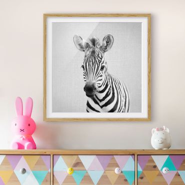 Obraz w ramie - Baby Zebra Zoey Black And White