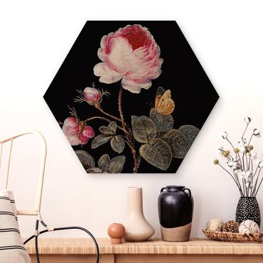Obraz heksagonalny z drewna - Barbara Regina Dietzsch - The Hundred-Petalled Rose