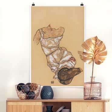 Plakat - Egon Schiele - Kobiecy tors w bieliźnie