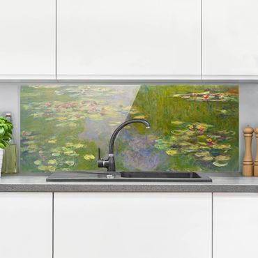Panel szklany do kuchni - Claude Monet - Zielone lilie wodne
