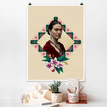Plakat - Frida Kahlo - Kwiaty i geometria