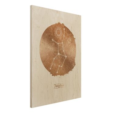 Obraz z drewna - Znak zodiaku Dziewica Złoto