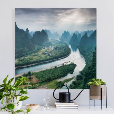 Obraz na płótnie - Widok z doliny na rzekę Li