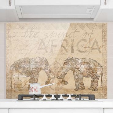 Panel szklany do kuchni - Kolaż w stylu vintage - Duch Afryki