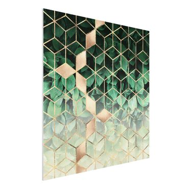 Obraz Forex - Zielone liście złota geometria