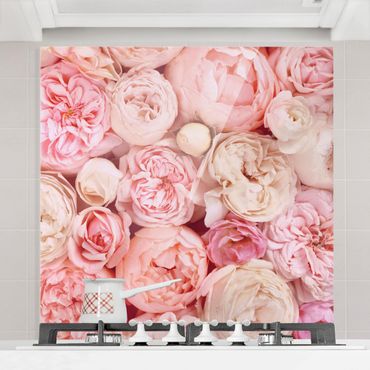 Panel szklany do kuchni - Rosy Rosé Coral Shabby