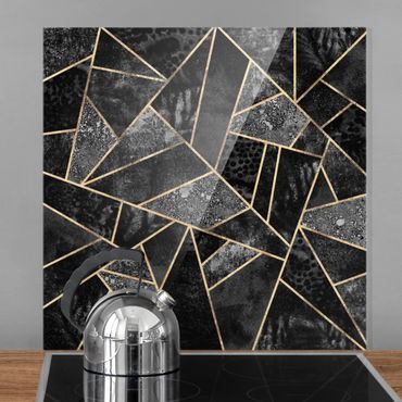 Panel szklany do kuchni - Szare trójkąty złote