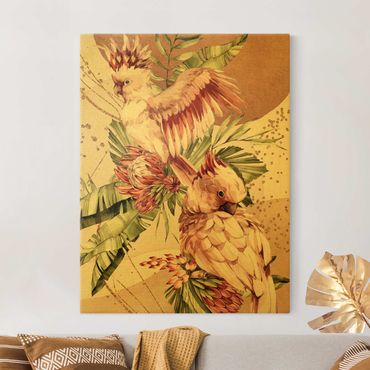Złoty obraz na płótnie - Ptaki tropikalne - Różowe kakadu