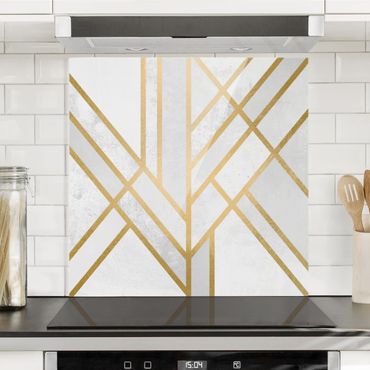 Panel szklany do kuchni - Art Deco Geometry Białe złoto