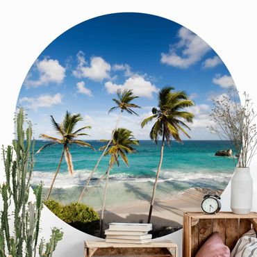 Okrągła tapeta samoprzylepna - Plaża na Barbadosie