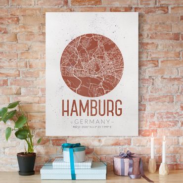 Obraz na płótnie - Mapa miasta Hamburg - Retro
