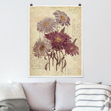 Plakat - Kwiaty w stylu vintage z pismem odręcznym