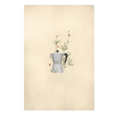 Obraz na płótnie - Bialetti z kwiatami - Format pionowy 2:3