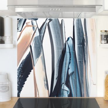 Panel szklany do kuchni - Błękitno-beżowy pasek
