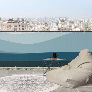 Osłona balkonowa zapewniająca prywatność - Niebieskie fale i wydmy