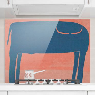 Panel szklany do kuchni - Niebieski Bull