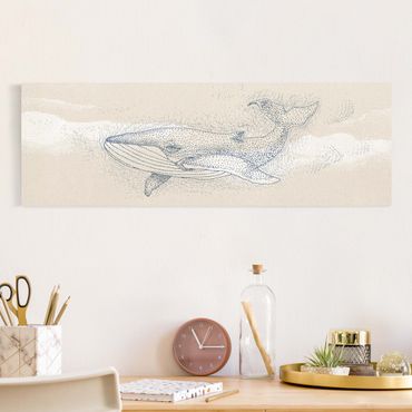Obraz na naturalnym płótnie - Niebieski wieloryb w kropki