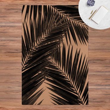 Mata korkowa - Widok na liście palmy, czarno-biały