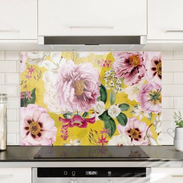 Panel kuchenny - Blossoms On Yellow - Format poziomy 1:1
